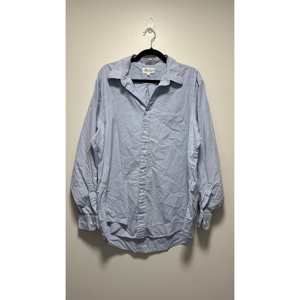 Arborway Mens Pinpoint Oxford Shirt Light Blue 100% Cotton 17.5 34/35 XL